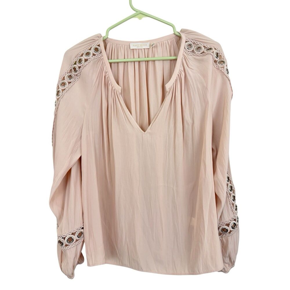 Ramy Brook New York Sera Grommet Sleeve Top Womens Sz XS Dusty Rose Pink Blush